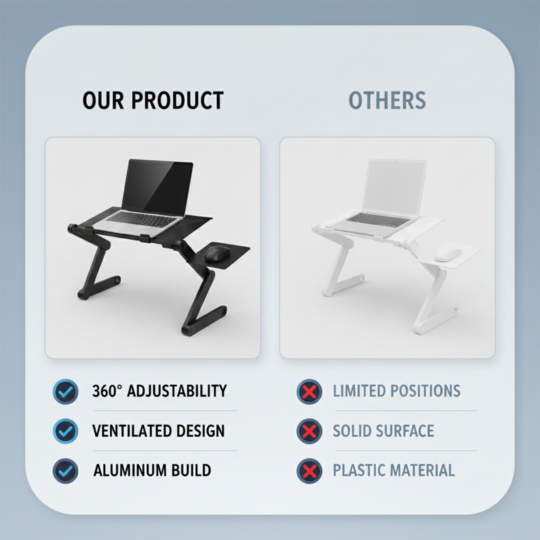 Laptop Stand - Adjustable Design - Folding Desktop