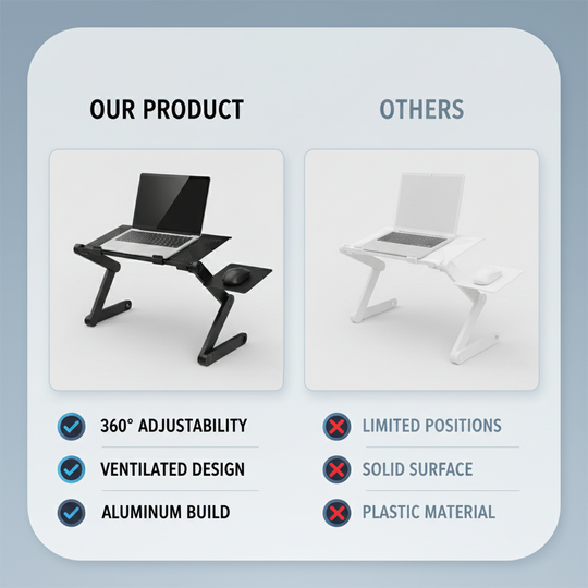 Laptop Stand - Adjustable Design - Folding Desktop