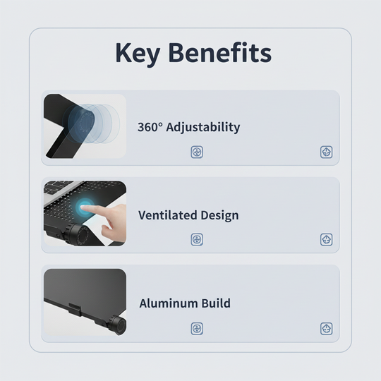 Laptop Stand - Adjustable Design - Folding Desktop