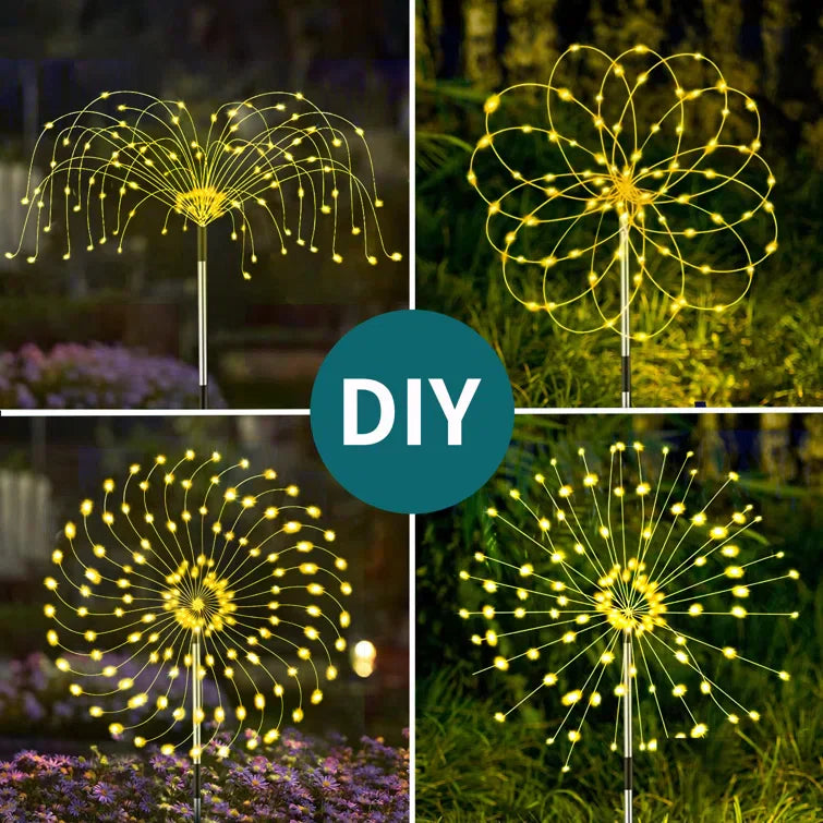 4 Piece Solar Firework Garden Lights - Weatherproof LED Decorative Lighting, Solar Energy for Garden and Patio