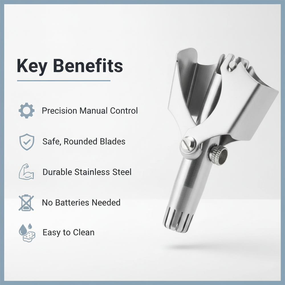Manual Stainless Steel Nose Hair Trimmer for Manual Grooming