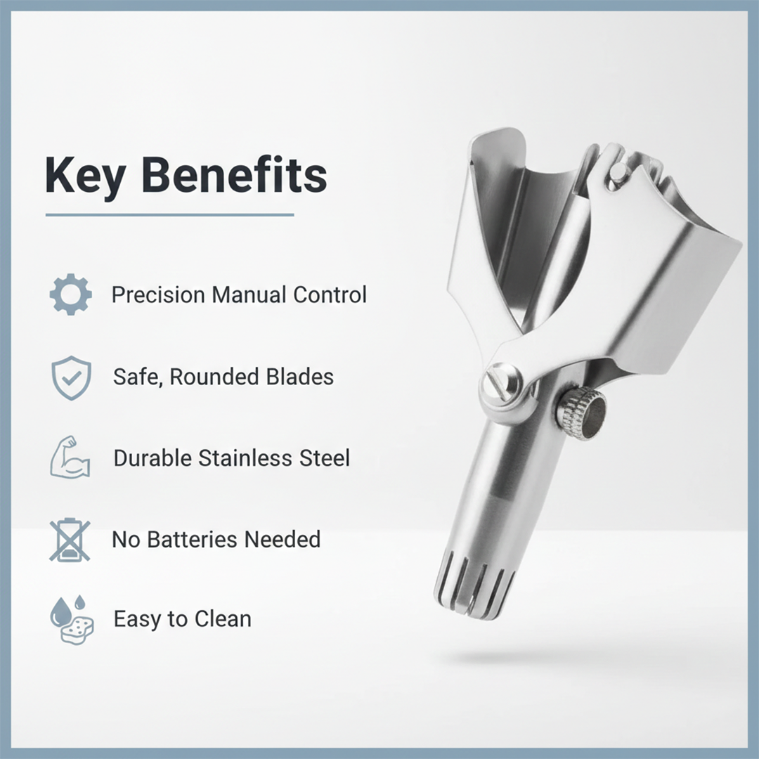 Manual Stainless Steel Nose Hair Trimmer for Manual Grooming