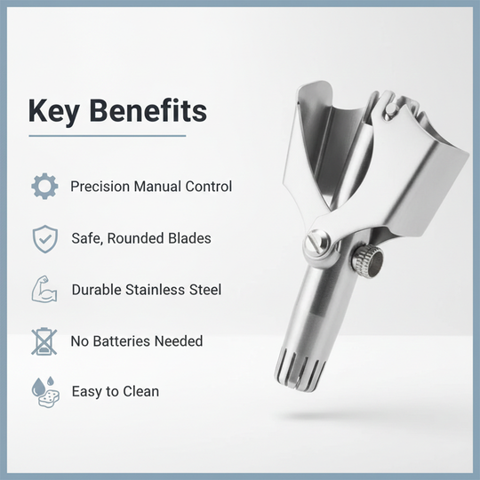 Manual Stainless Steel Nose Hair Trimmer for Manual Grooming