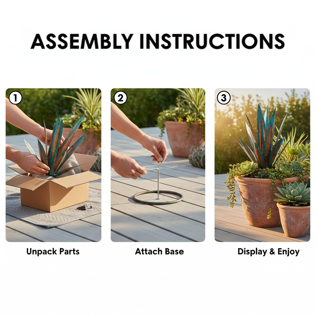 Metal Decorative Plant - Agave Sculpture - Indoor Outdoor