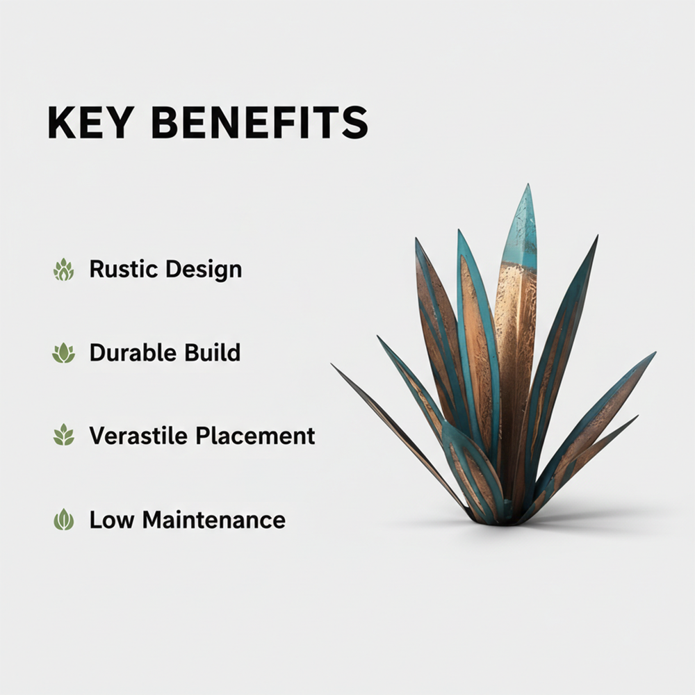 Metal Decorative Plant - Agave Sculpture - Indoor Outdoor