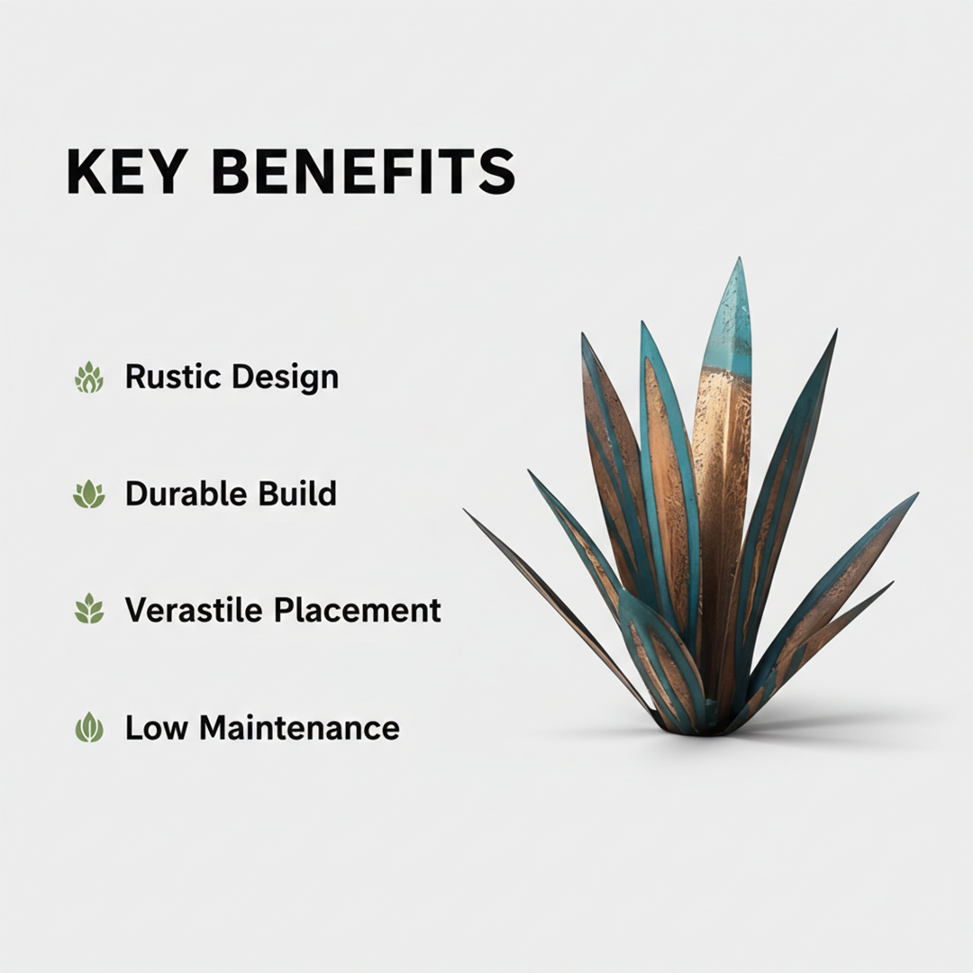 Metal Decorative Plant - Agave Sculpture - Indoor Outdoor