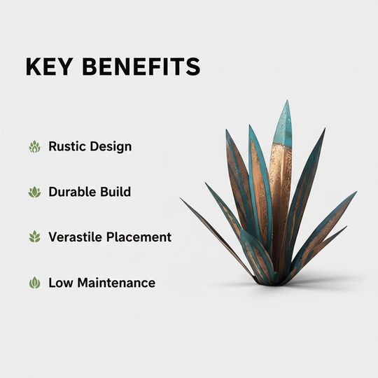 Metal Decorative Plant - Agave Sculpture - Indoor Outdoor