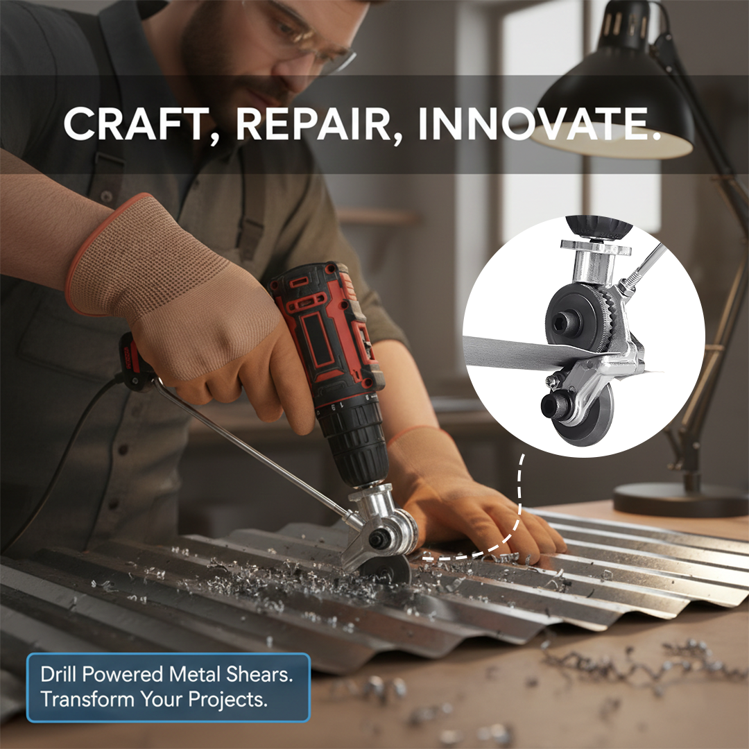 Metal Shear Attachment - Drill Powered - Sheet Cutting