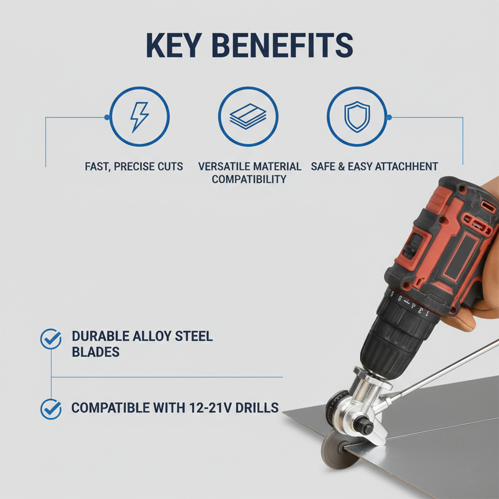 Metal Shear Attachment - Drill Powered - Sheet Cutting