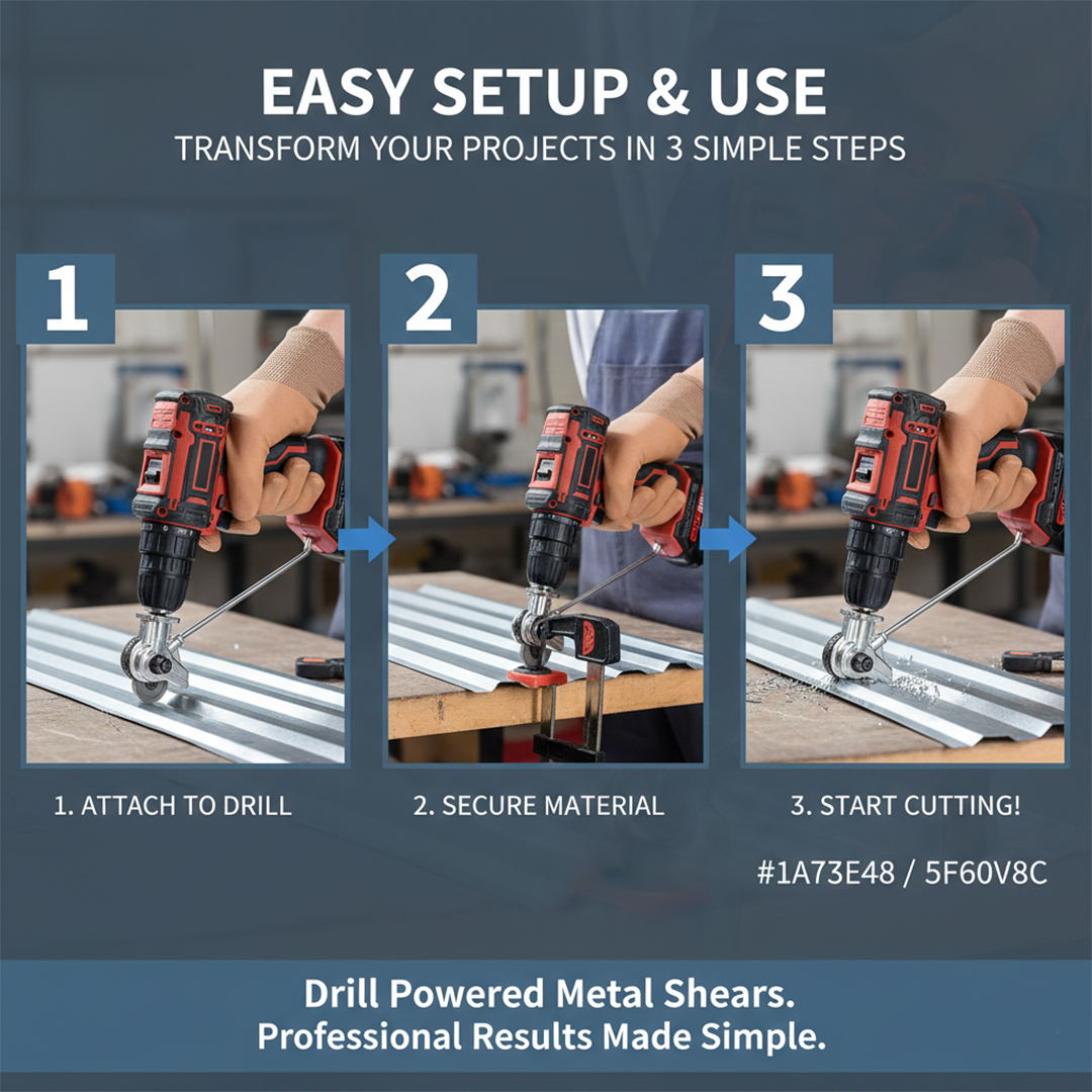 Metal Shear Attachment - Drill Powered - Sheet Cutting
