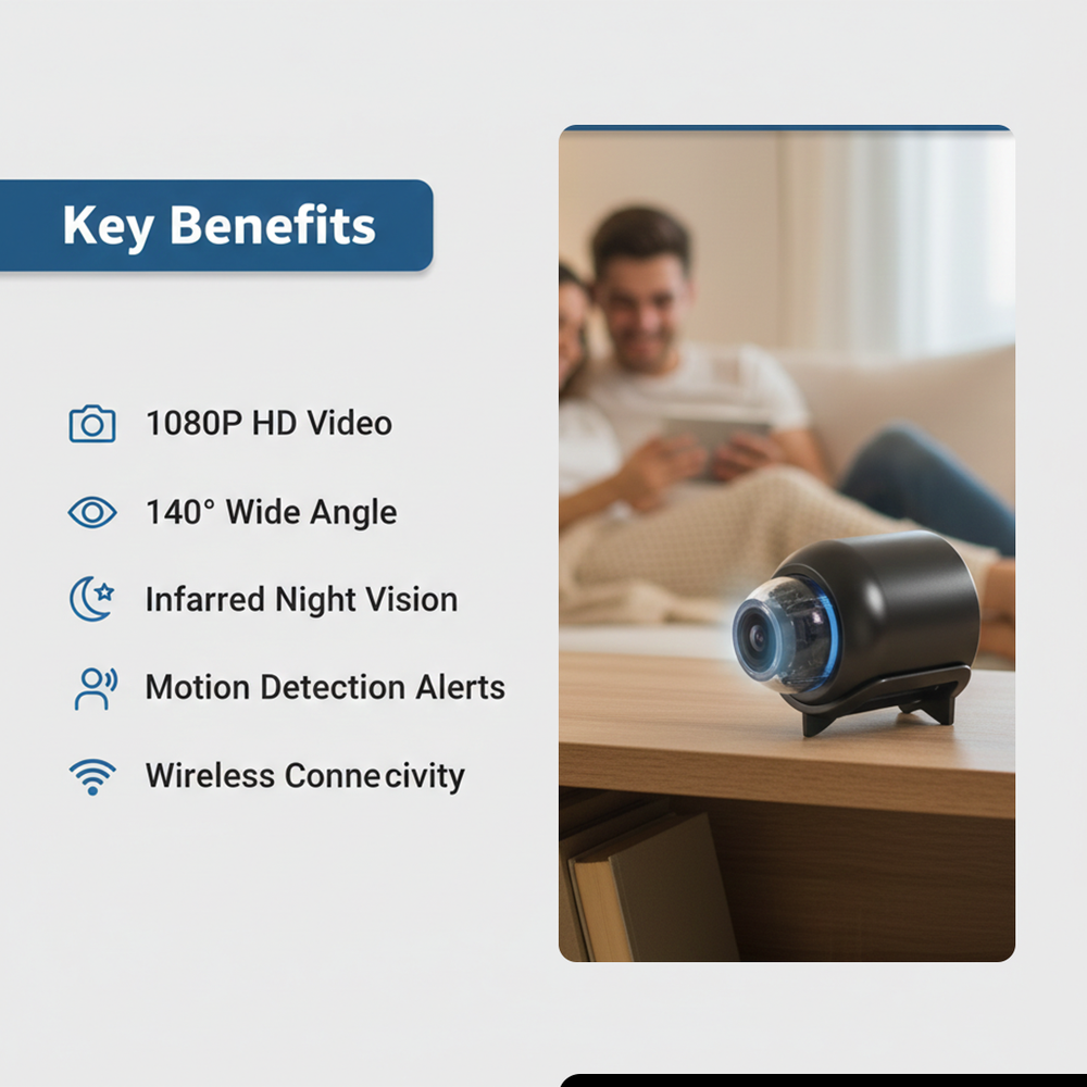 Mini 1080P Wireless WiFi Camera with Night Vision and Motion Detection