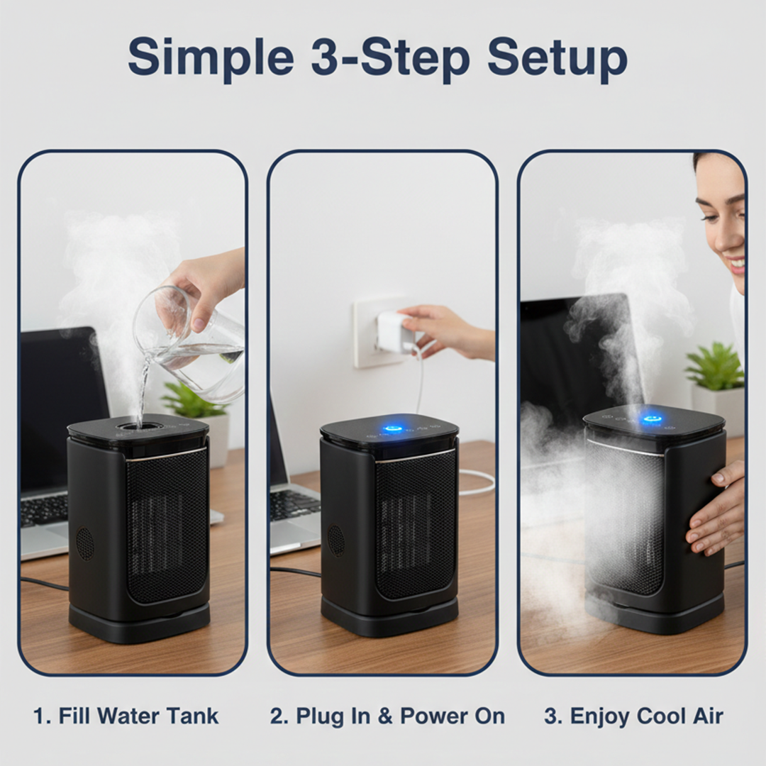 Mini Air Cooler - Portable Fan - USB Powered