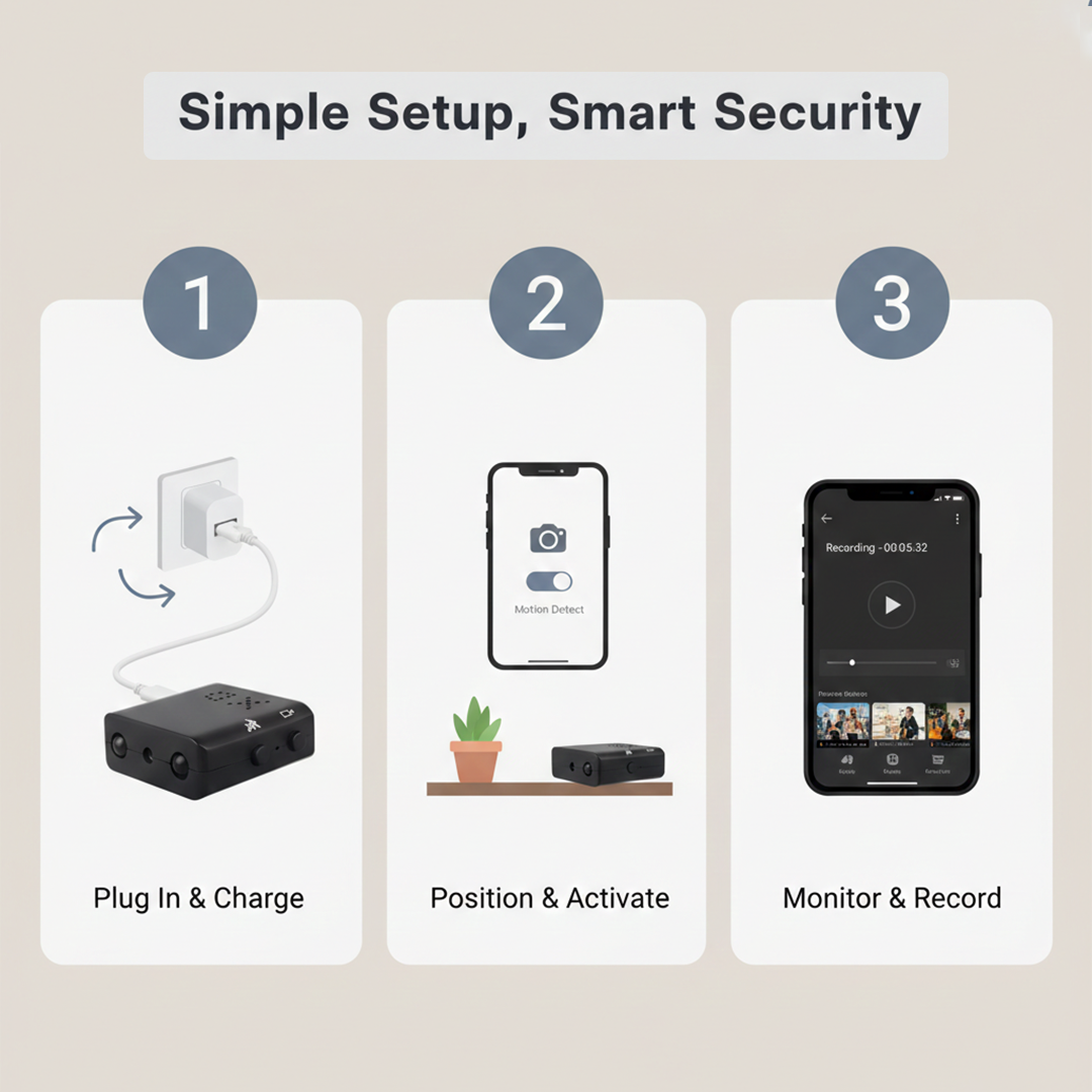 Mini HD Camera with Motion Detection and Night Vision Recording