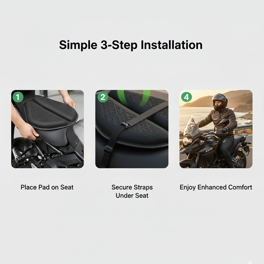 Motorcycle Seat Pad - Gel Support - Breathable Design