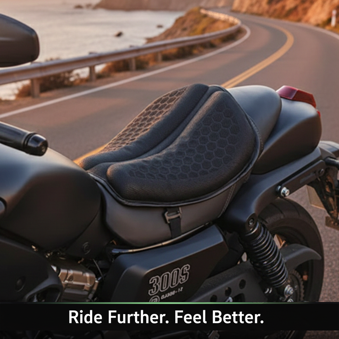 Motorcycle Seat Pad - Gel Support - Breathable Design