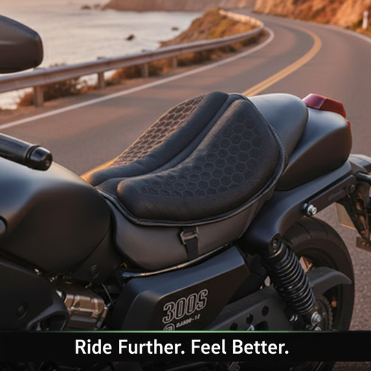 Motorcycle Seat Pad - Gel Support - Breathable Design