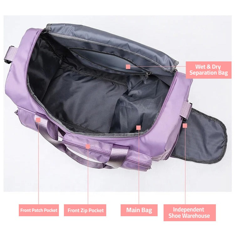 Multi-Pocket Travel Bag | Sports and Gym Duffle with Separate Shoe Compartment