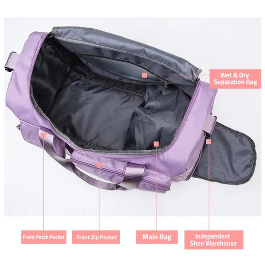 Multi-Pocket Travel Bag | Sports and Gym Duffle with Separate Shoe Compartment
