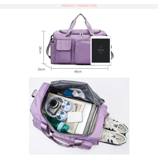 Multi-Pocket Travel Bag | Sports and Gym Duffle with Separate Shoe Compartment