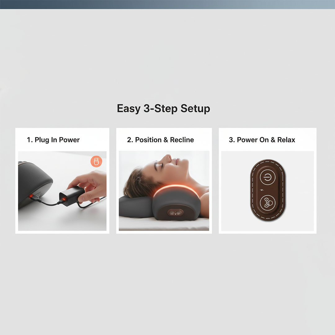 Neck Massager Pillow - Heated Support - Vibration Function