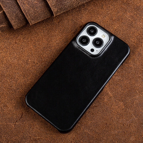 Genuine Leather Oil Wax iPhone Case