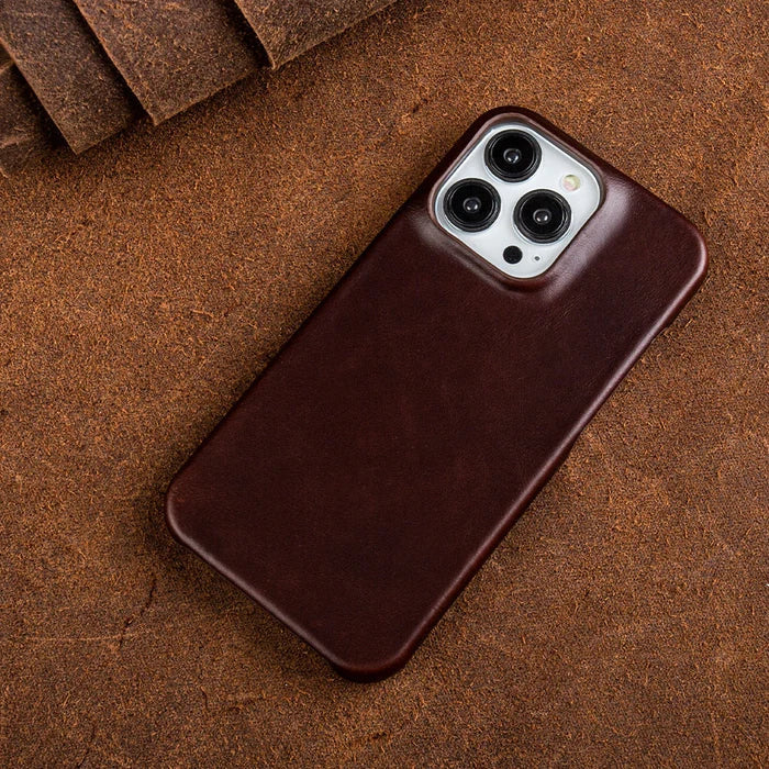 Genuine Leather Oil Wax iPhone Case