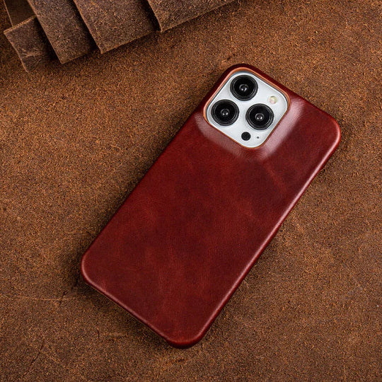 Genuine Leather Oil Wax iPhone Case