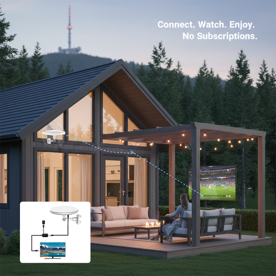 Outdoor Digital TV Antenna with 360° Reception for UHF and VHF Channels