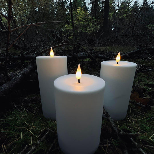 Outdoor LED Candle Set - Flameless Pillar Candles
