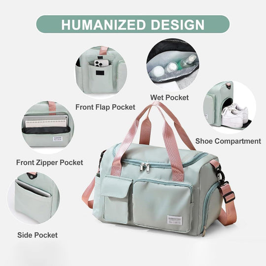 Multi-Pocket Travel Bag | Sports and Gym Duffle with Separate Shoe Compartment