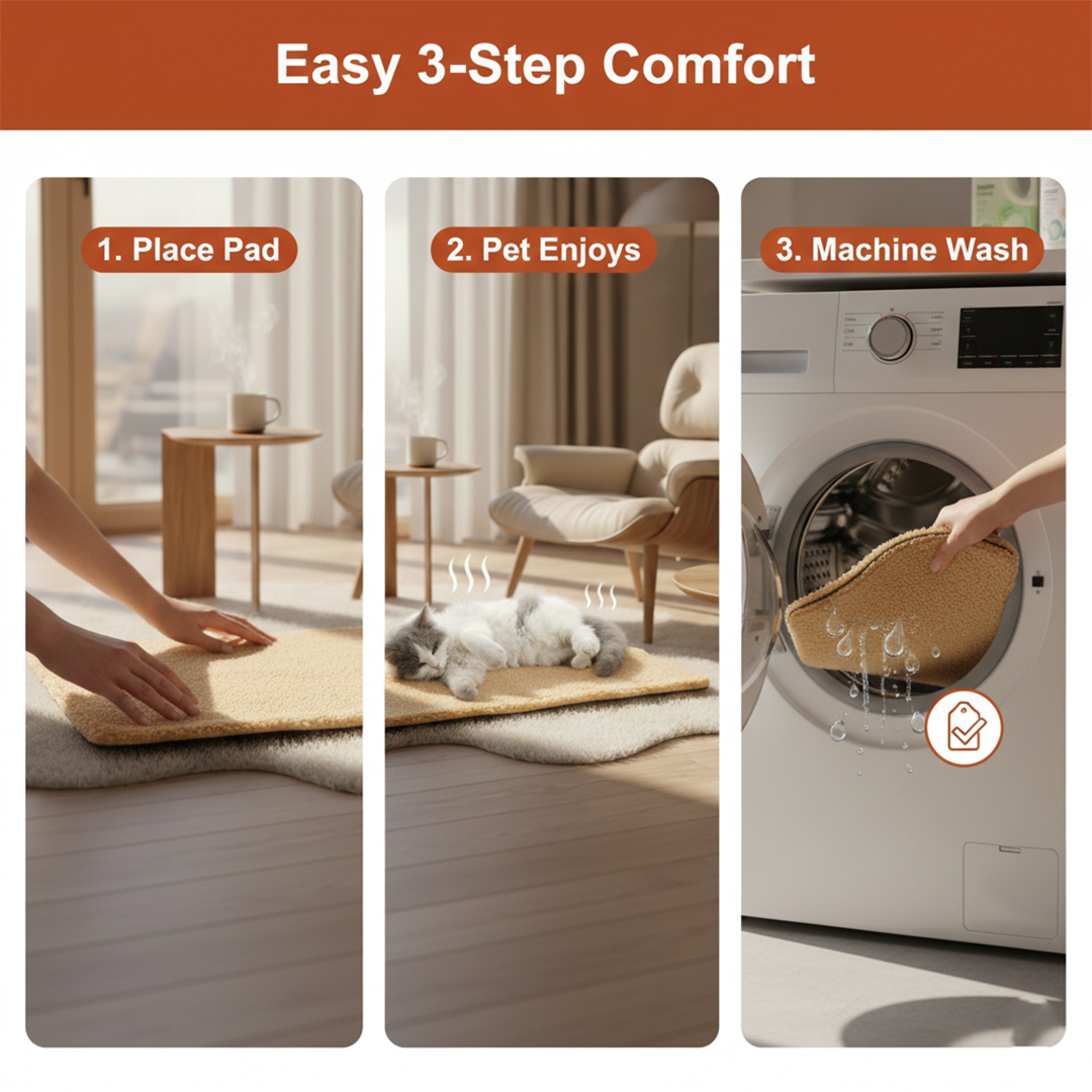 Pet Warming Pad - Self Heating - Washable Mat