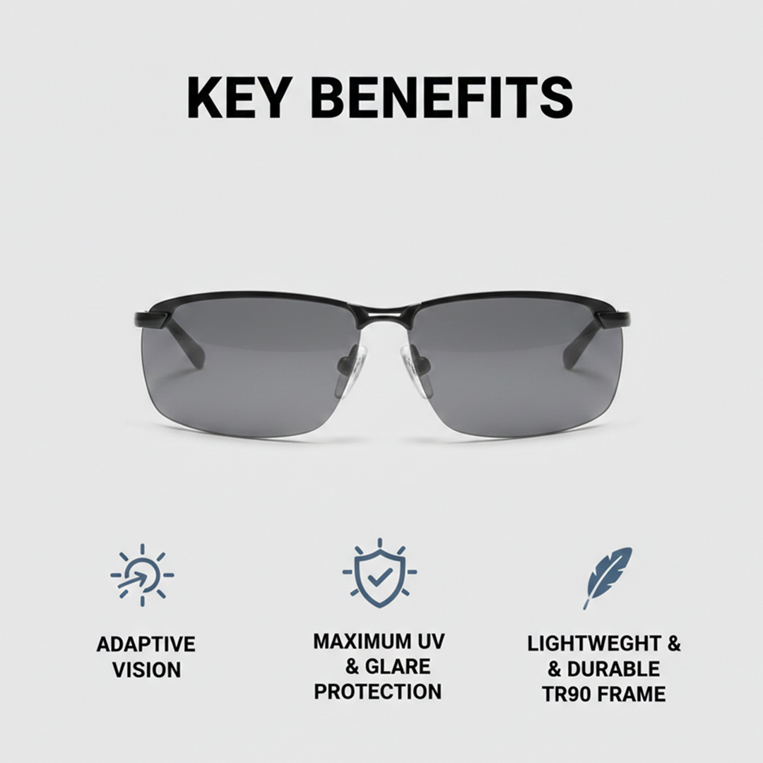 Polarised Photochromic Sunglasses with Light-Adaptive Lenses