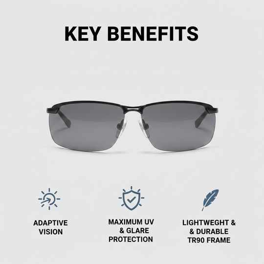 Polarised Photochromic Sunglasses with Light-Adaptive Lenses