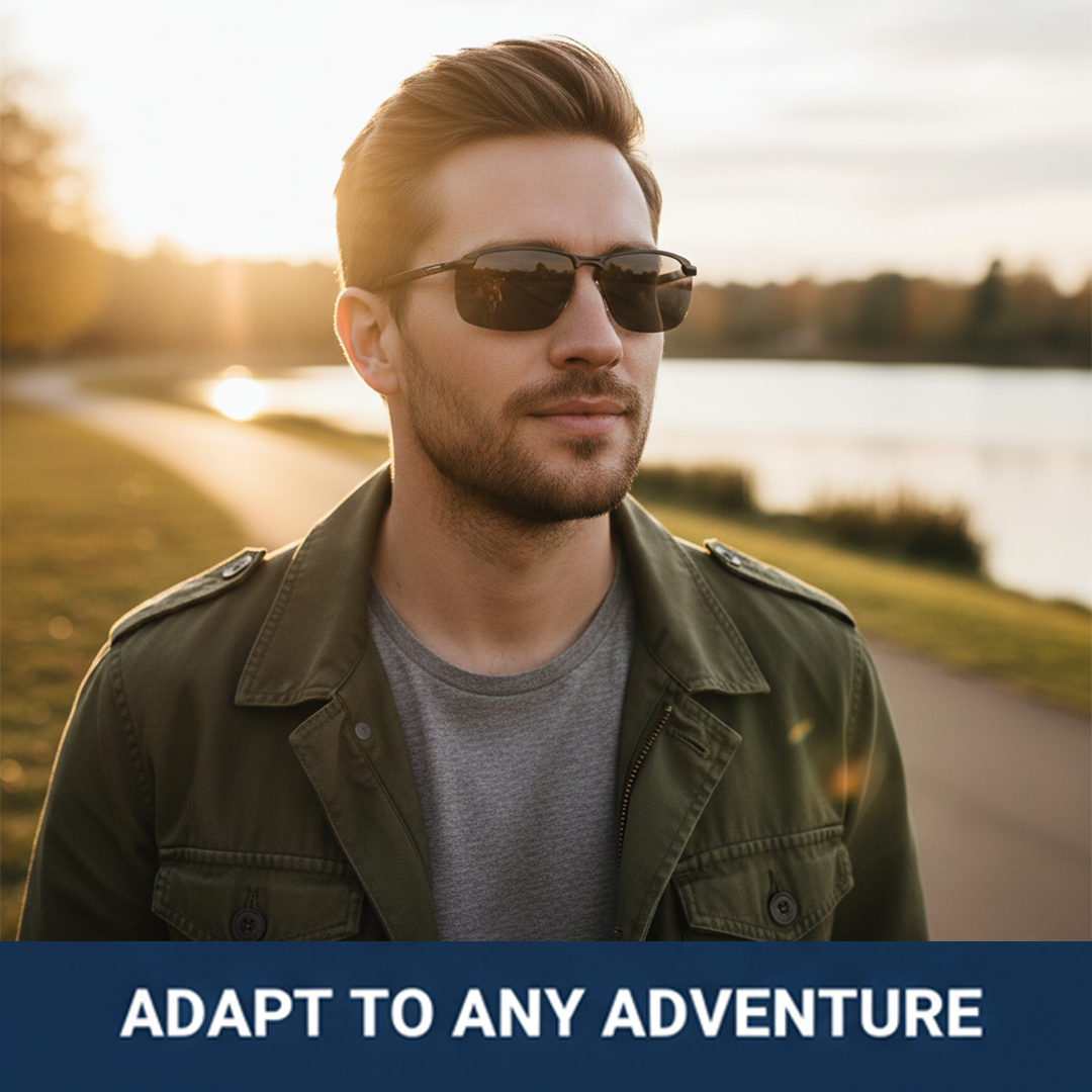 Polarised Photochromic Sunglasses with Light-Adaptive Lenses