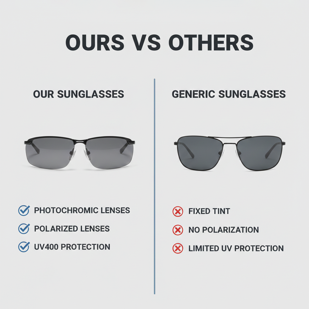 Polarised Photochromic Sunglasses with Light-Adaptive Lenses