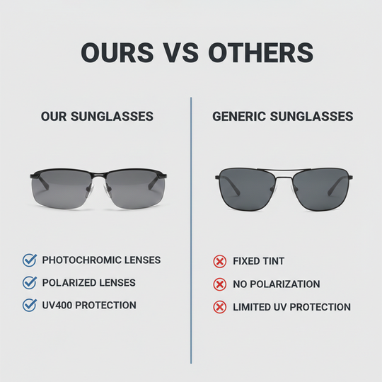Polarised Photochromic Sunglasses with Light-Adaptive Lenses