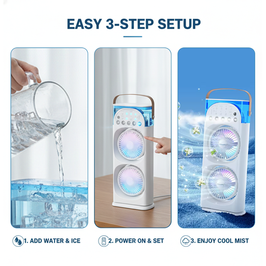Portable Air Cooler - Humidifier Function - LED Lighting
