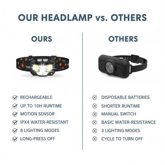 Rechargeable Headlamp Set with Motion Sensor for Hands - Free Lighting
