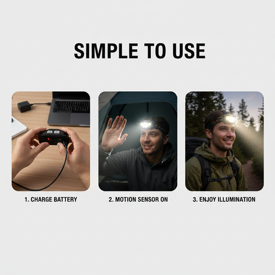 Rechargeable Headlamp Set with Motion Sensor for Hands - Free Lighting