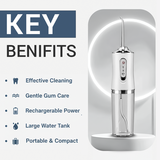 Rechargeable Water Flosser with Replaceable Nozzles