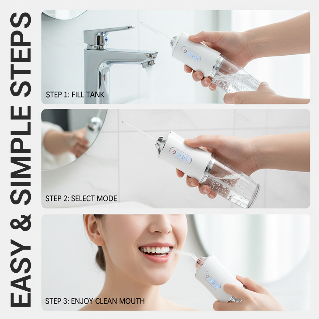 Rechargeable Water Flosser with Replaceable Nozzles