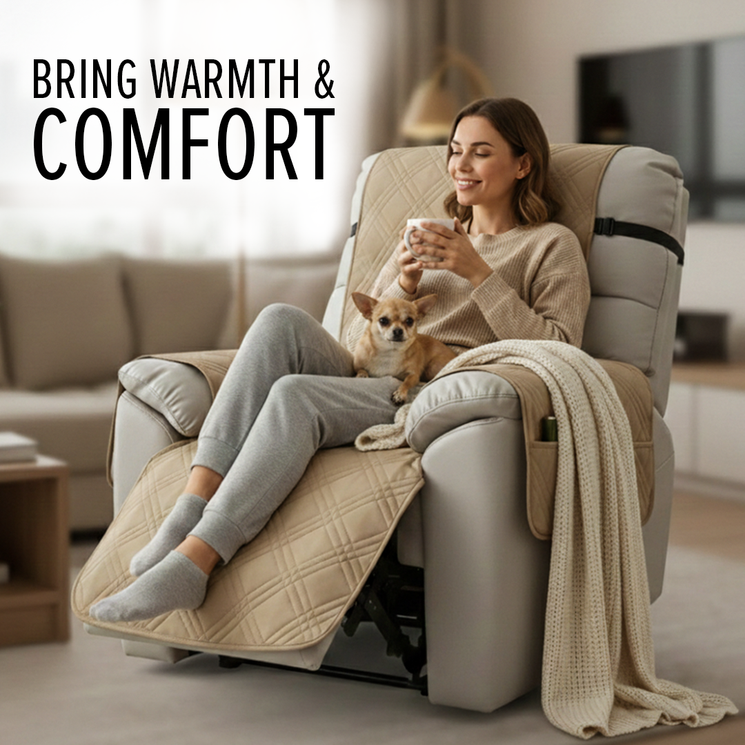 Recliner Slipcover - Quilted Fabric - Non Slip