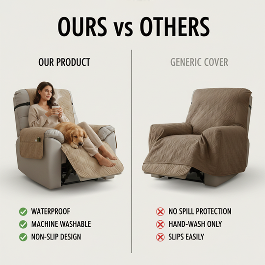 Recliner Slipcover - Quilted Fabric - Non Slip