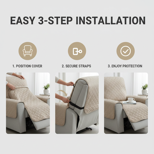 Recliner Slipcover - Quilted Fabric - Non Slip