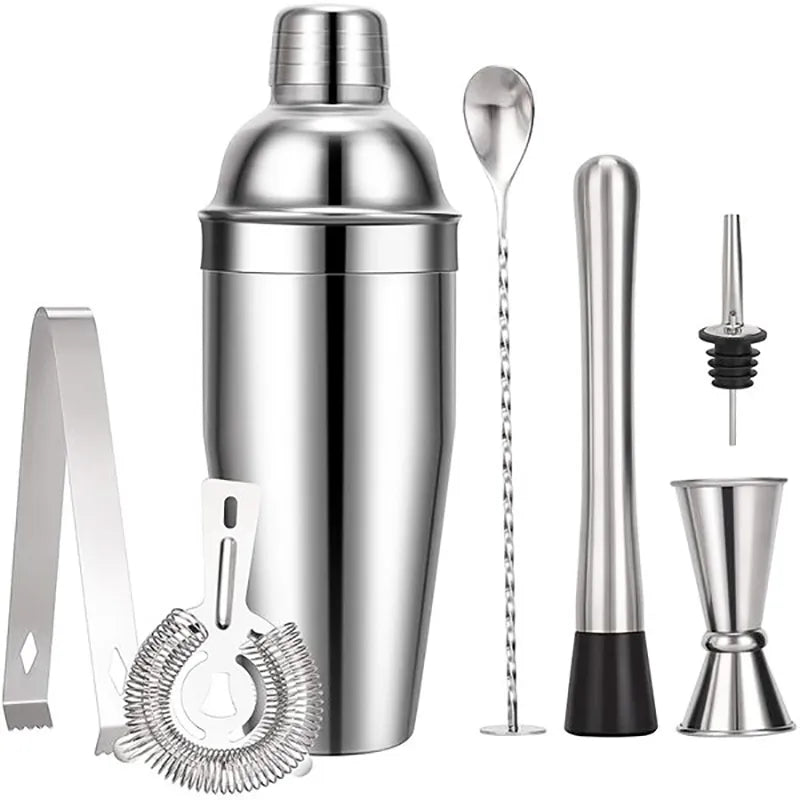 550 ml/750 ml Stainless Steel Cocktail Shaker Mixer Set with Wine Rack Stand - Bartender Tools for Birthday Gift