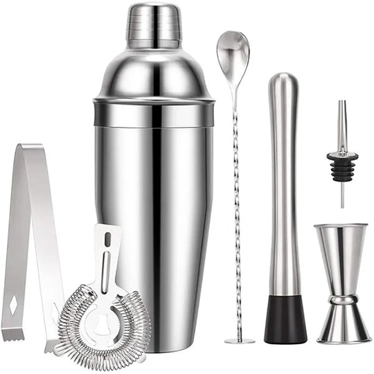 550 ml/750 ml Stainless Steel Cocktail Shaker Mixer Set with Wine Rack Stand - Bartender Tools for Birthday Gift