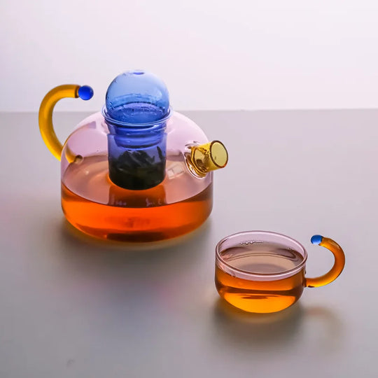 Contrasting Colour Glass Tea Set