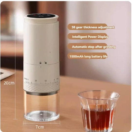 1500mAh Electric Coffee Grinder with External Adjustable Type-C Charging - Bean Grinding Machine and Coffee Maker