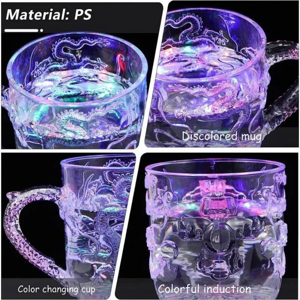 Colour Changing Luminous LED Dragon Mug - Water Activated Lights for Beer, Coffee, Milk, Tea, Wine, Whiskey - Creative Travel Gift