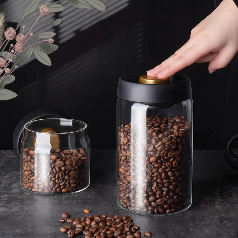 Vacuum Sealed Jug – Glass Airtight Canister for Coffee Beans, Food, Grains, Sweets, and Fresh Keeping – Kitchen Accessories